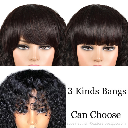 Pixie cut Short Bob Wigs With Bangs Curly Deep Water wave virgin brazilian cuticle aligned wig For Women 100% human hair wigs